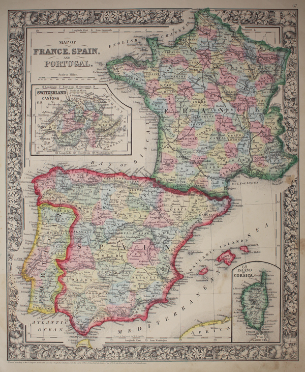 Map Of Portugal Spain And France Map Of France, Spain, And Portugal | Sanders Of Oxford